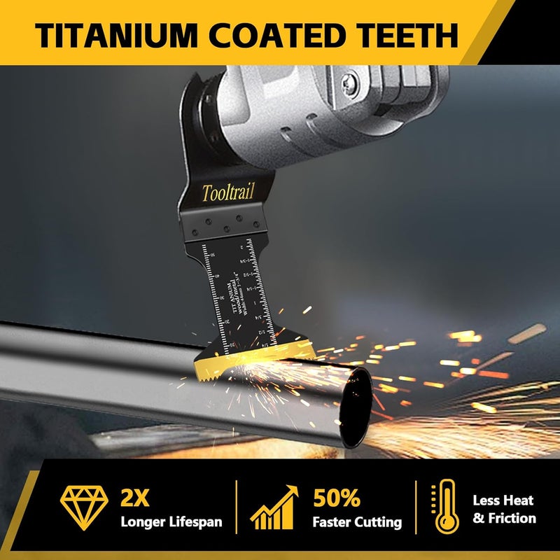 Tooltrail 30 PCS Titanium Oscillating Tool Blades Metal Cutting,Universal Multi Tool Blades Kits for Metal Nails Wood and Plastic,Oscillating Saw Blades Fit Dewalt Ryobi Milwaukee Rockwell Fein - Image 3